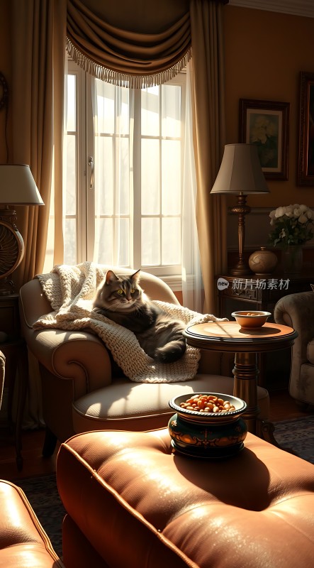 阳光下的慵懒猫咪