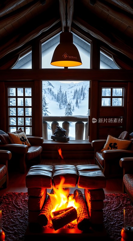 冬日暖炉旁的温馨小屋