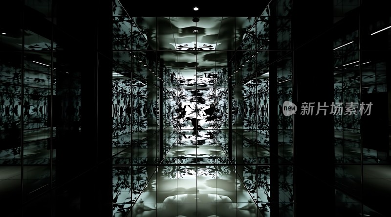 镜面走廊光影交错神秘莫测