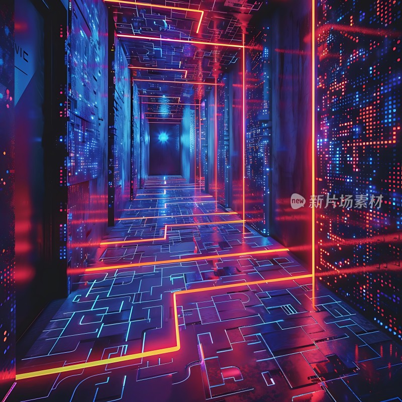 科技走廊未来主义的数据通道