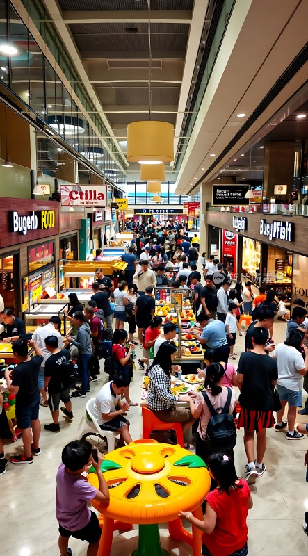 美食广场人潮涌动热闹非凡