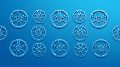 新片场素材 蓝色背景下的车轮阵列 新片场素材 蓝色背景下的车轮阵列