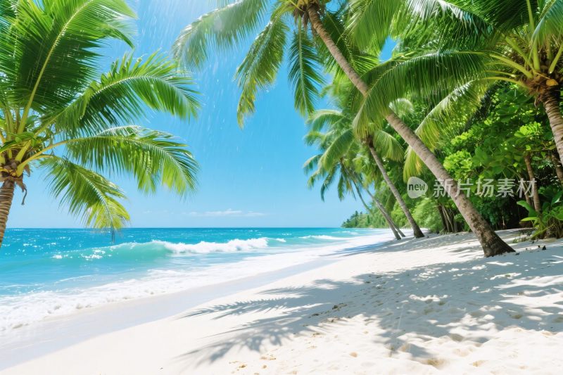 热带海滩风景插画