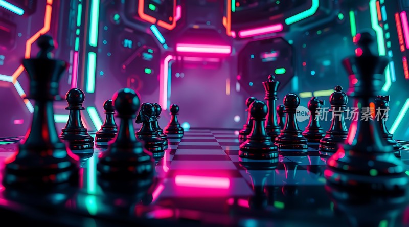 霓虹光影下的棋局对弈