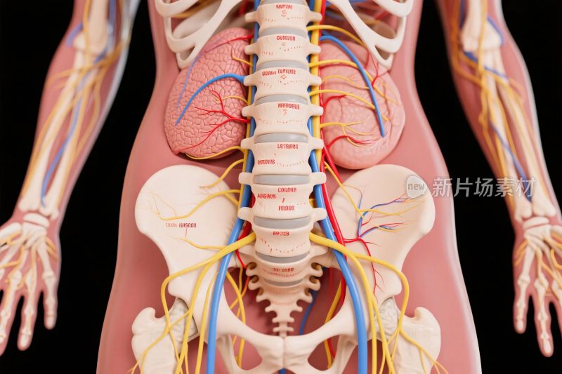 人体脊柱与内脏解剖图