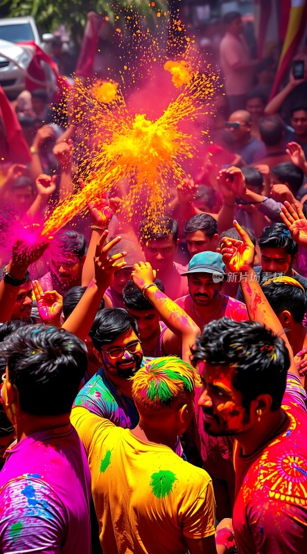 彩色狂欢节上的欢乐瞬间
