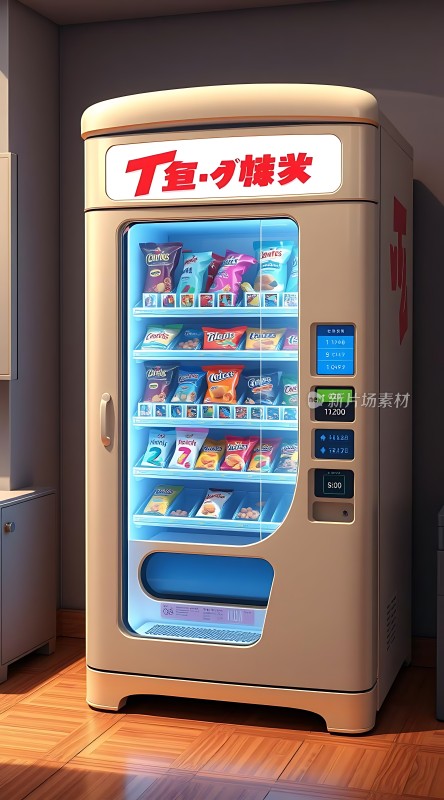 自动售货机里的零食种类繁多价格实惠方便快捷
