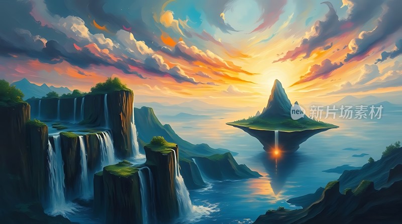神秘岛屿与瀑布奇景