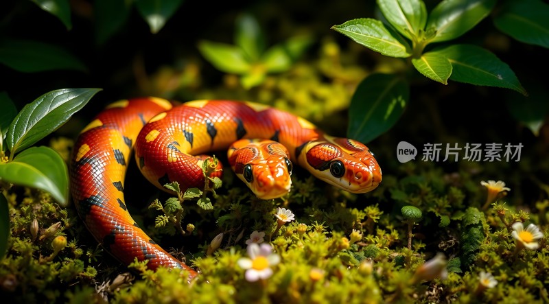 双头蛇在花丛中