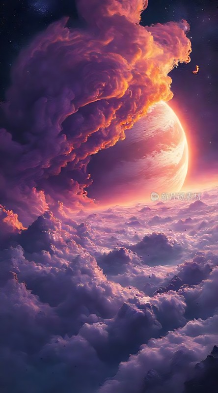 紫色星球云海奇景