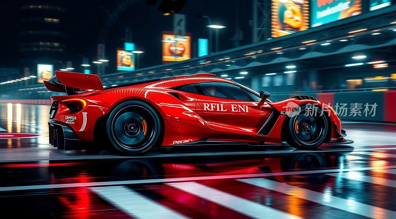 红色赛车在赛道上疾驰