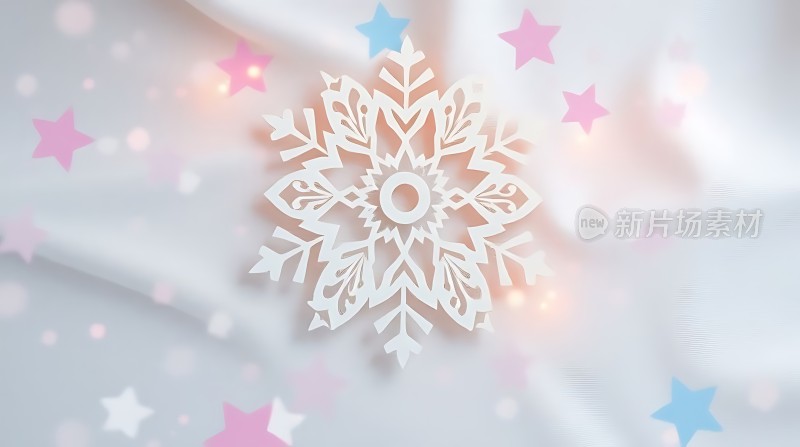 雪花飘落星光闪烁梦幻般的冬日景象