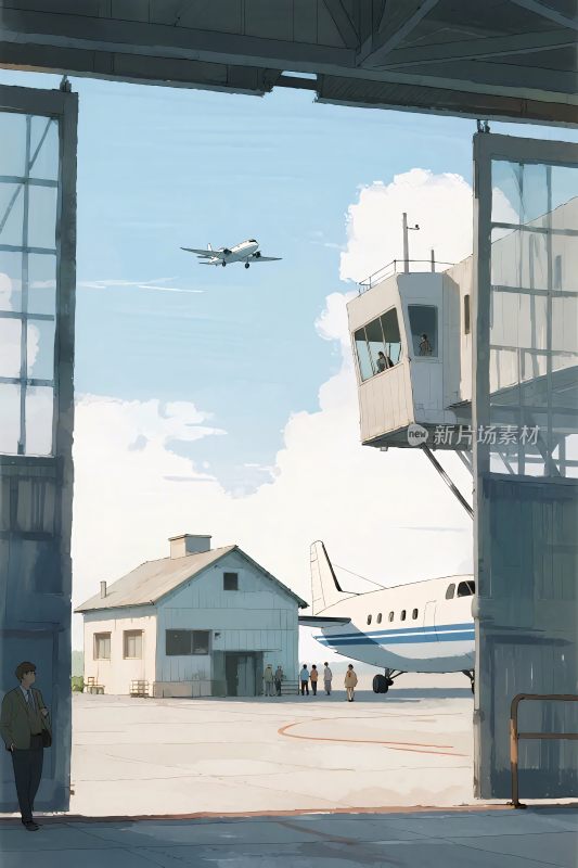机场场景插画