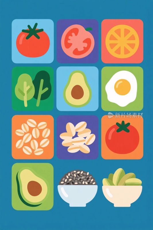 多彩健康食物插画集合