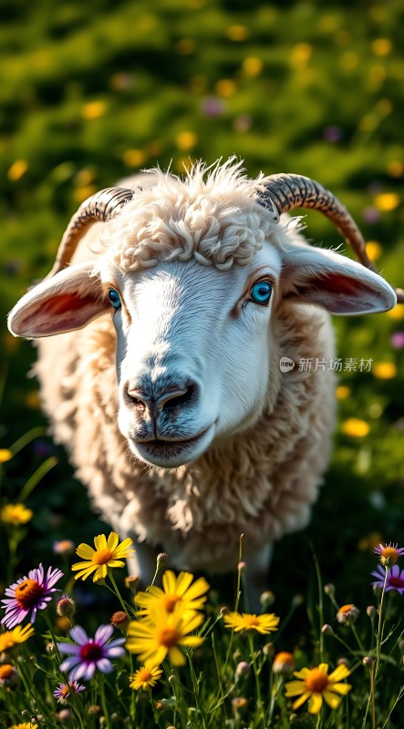 羊儿在花丛中微笑