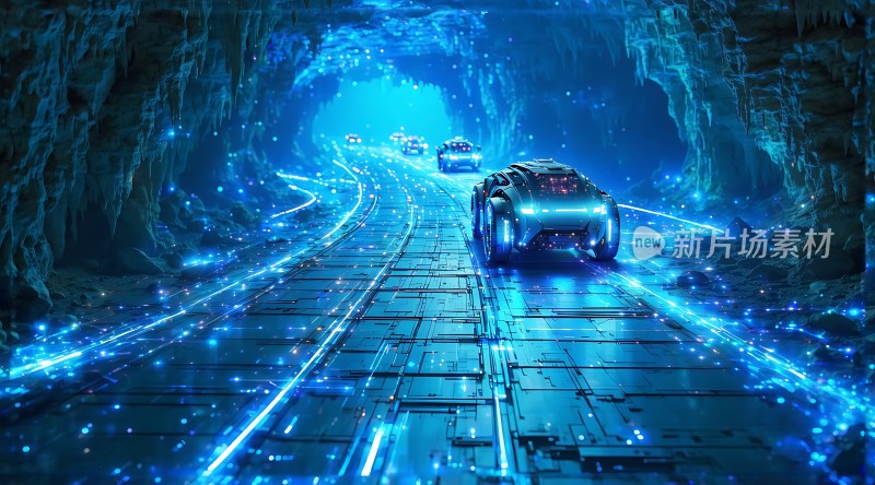 未来科技隧道中的高速列车