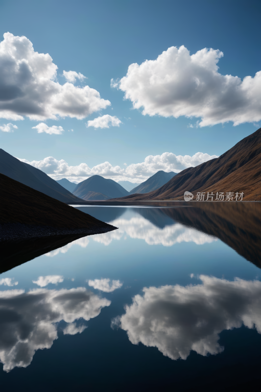 一个湖一座高山清风景摄影图片