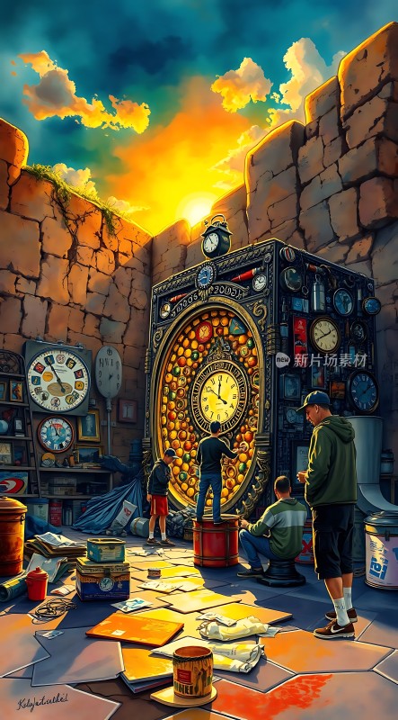 钟表工坊里的奇幻日落