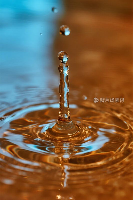 水滴水面涟漪特写