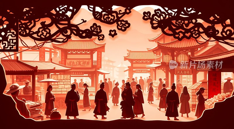 古风集市繁华景象