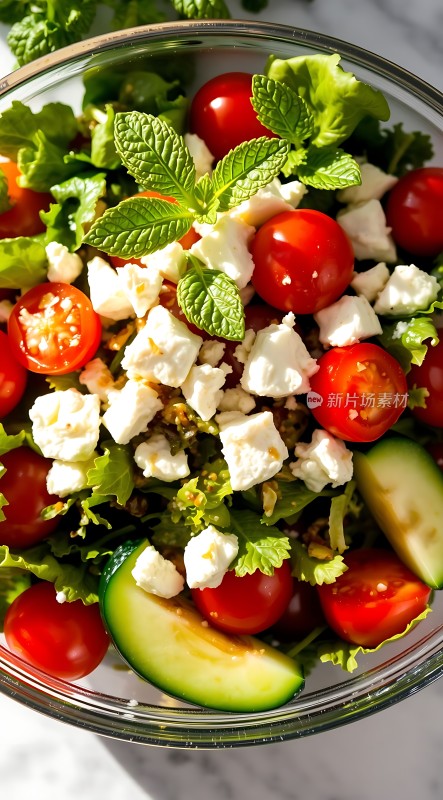 清新蔬菜沙拉色彩缤纷健康美味！