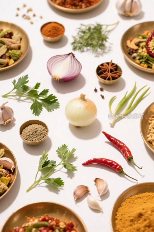 各种烹饪食材展示