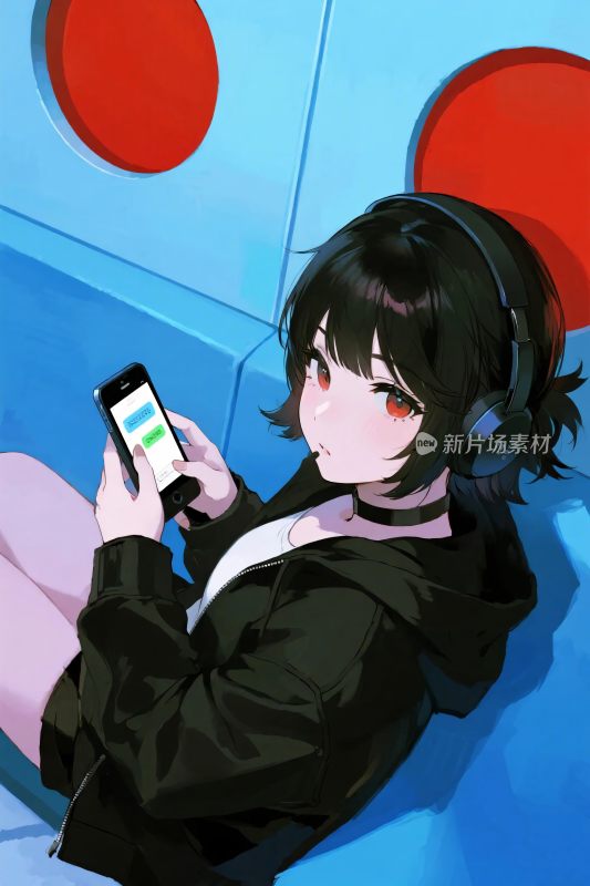 动漫角色玩手机画面