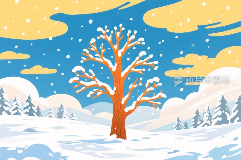 冬日雪景插画
