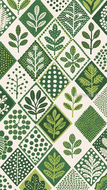 绿色植物图案拼接艺术