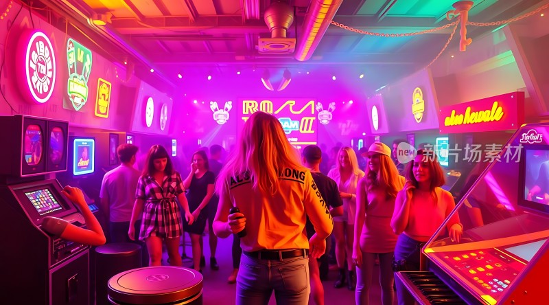 霓虹灯下的派对现场活力四射的音乐节