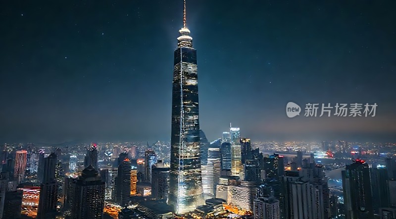 璀璨都市夜景灯火辉煌摩天大楼
