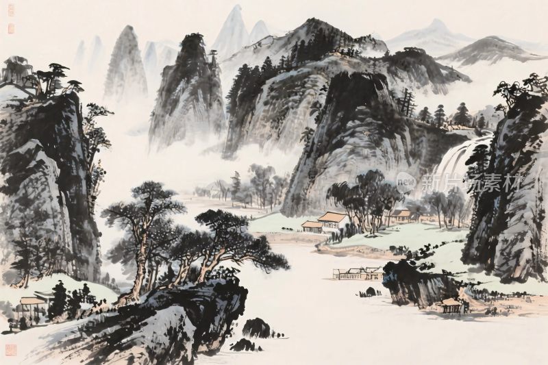 水墨山水国画