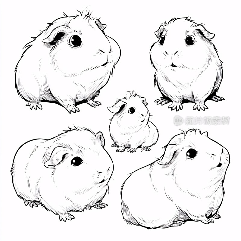 手绘可爱豚鼠插画集合