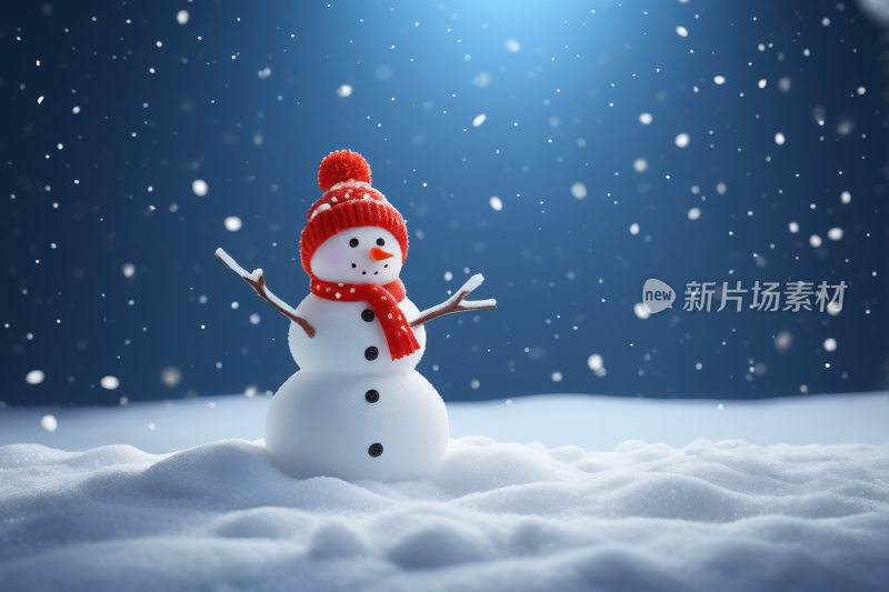 一个雪人站在雪地里高清背景图片