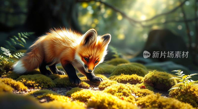 阳光下的森林小狐狸