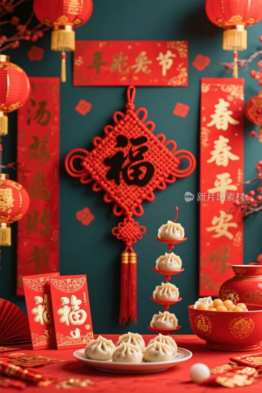 春节喜庆装饰场景