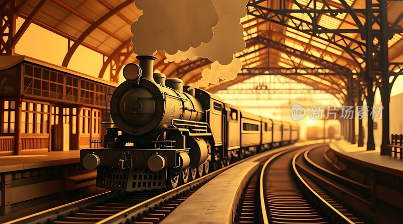 蒸汽火车驶入站台