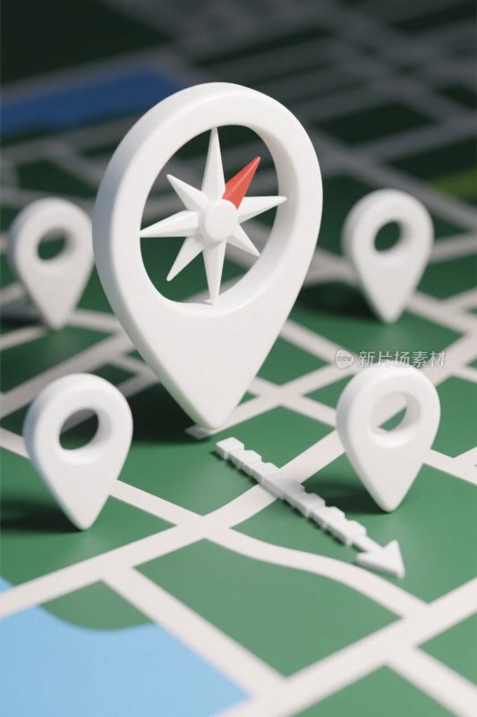 地图定位标记立体示意图