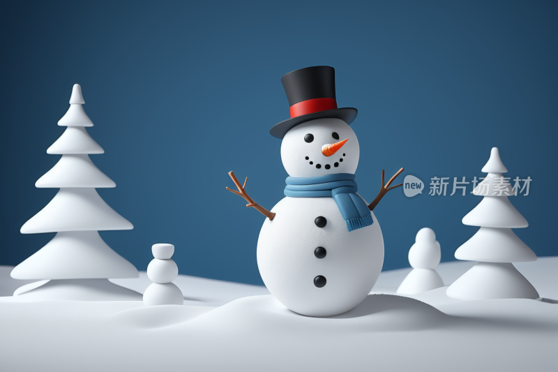 一个雪人站在雪地里图片