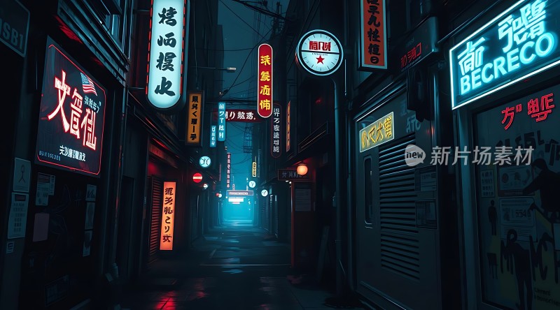 霓虹灯下的繁华街道