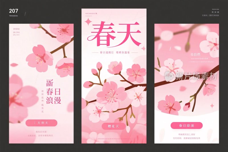 春日樱花插画海报