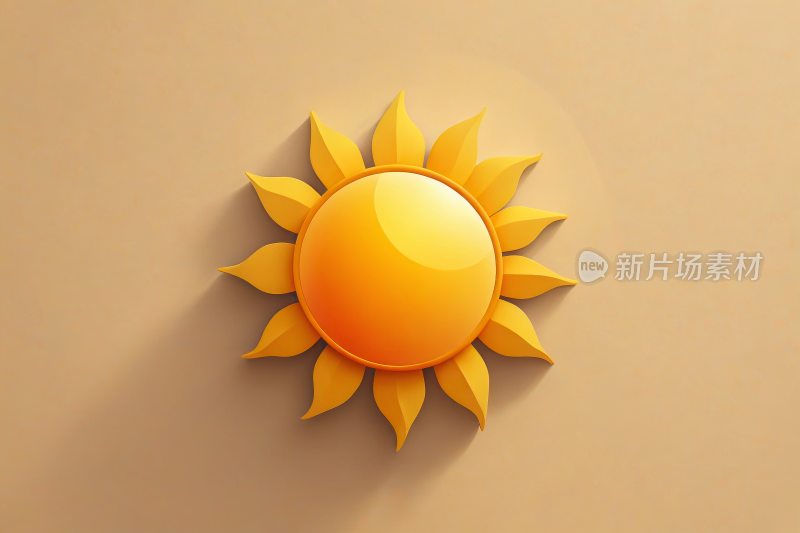 棕褐色的墙上一个黄色的太阳上面有阴影图片