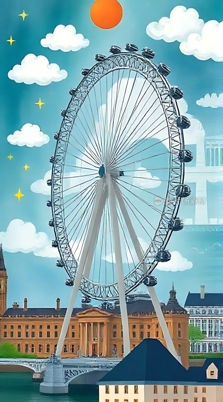 伦敦眼摩天轮夜空下的梦幻之旅