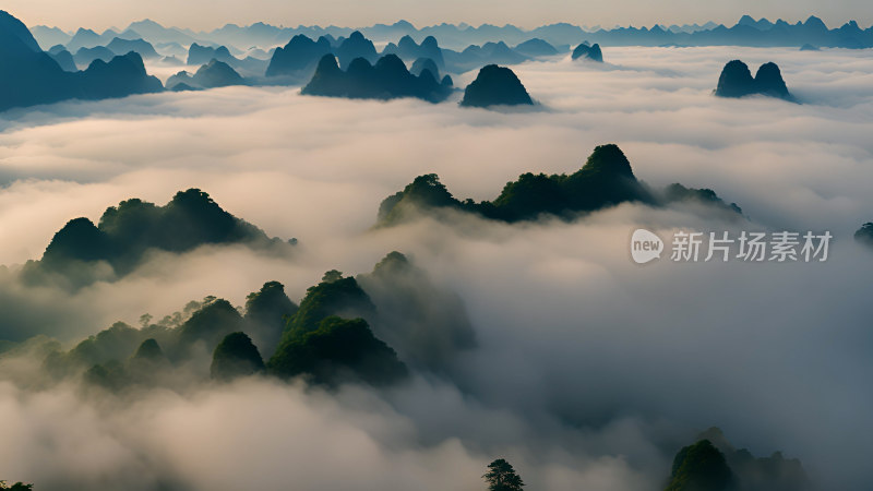 桂林山水照片山峰云海群山云雾缭绕自然风景