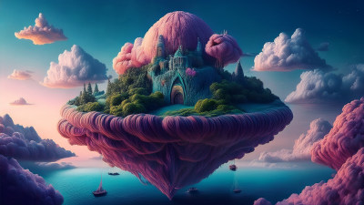 梦幻空中城堡 童话 背景 梦幻空中城堡 童话 背景