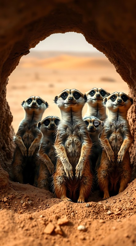 七只猫鼬探出头