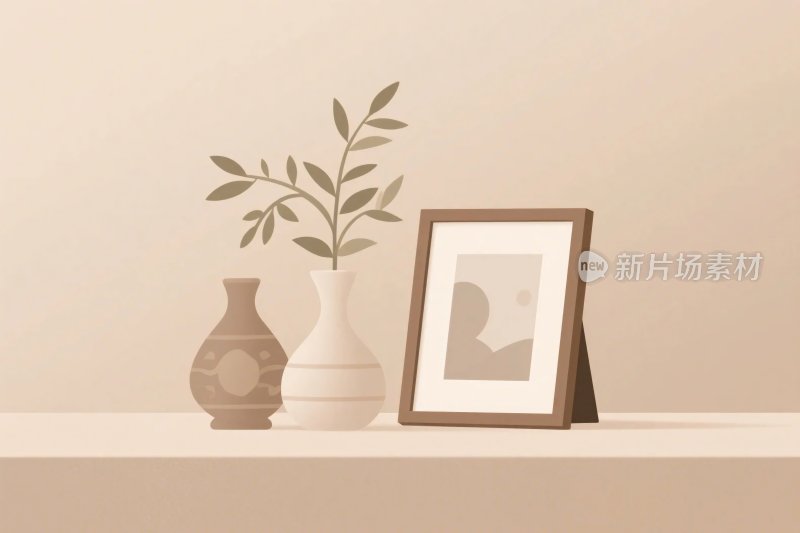 简约室内插画摆件