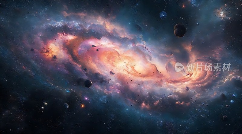 宇宙奇观螺旋星系与行星