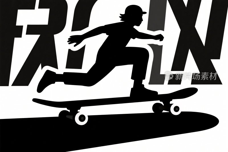 滑板者剪影插画