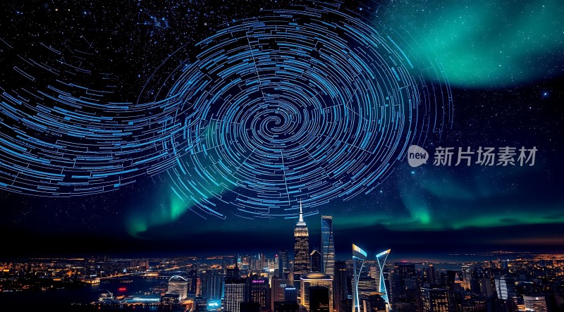 新片场素材璀璨星空下的未来都市